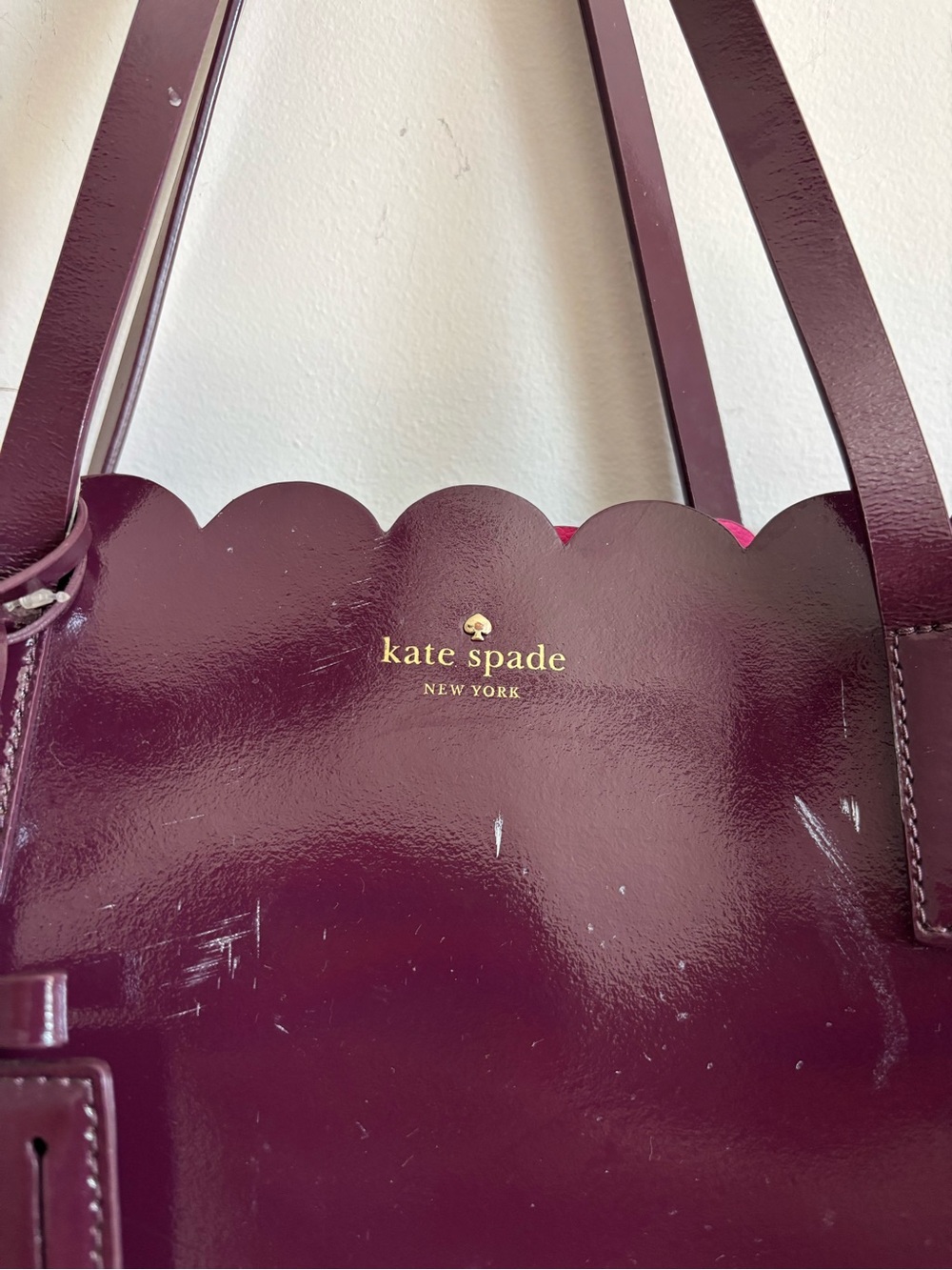 kate spade glossy plum scallop-edge patent tote - Picture 2 of 6